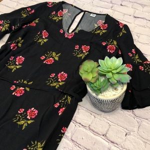 Floral Print Bell Sleeve Dress